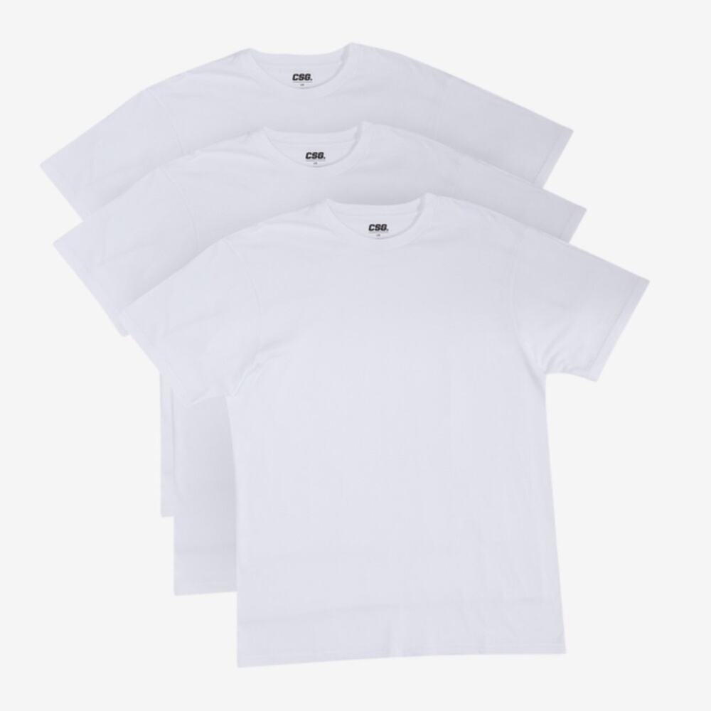 New CSG (Pack of 3) Men’s Basic Crew Neck T-Shirts SIZE SMALL White Short Sleeve
